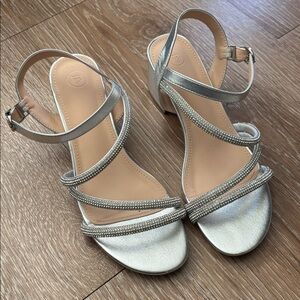 Silver rhinestone sparkly dressy heels/sandals, size 38 (7-7.5)